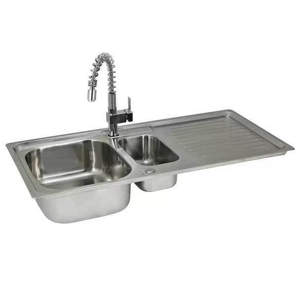 Lavello Cucina 1 Vasca e Mezza 105x50 cm in Acciaio Inox con Rubinetto Rainbow online