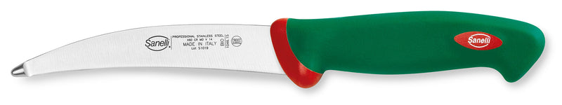 Coltello per Sventrare Curvo Lama 15 cm Manico Antiscivolo Sanelli Premana Verde/Rosso-1