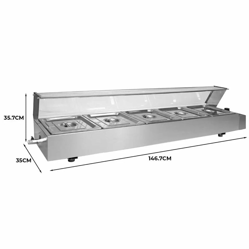 Espositore a Bagnomaria per Ristoranti Pizzerie con 5 Vaschette in Acciaio Inox-7