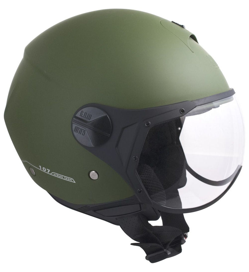 Casco Jet per Scooter Visiera Sagomata CGM Florence 107A Verde Opaco-1