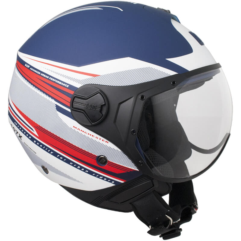 Casco Jet per Scooter Visiera Sagomata CGM Manchester 107X Blu Opaco -1