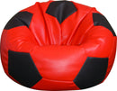 Poltrona a Sacco Pouf Ø100 cm in Similpelle Baselli Pallone da Calcio Rosso e Nero-1