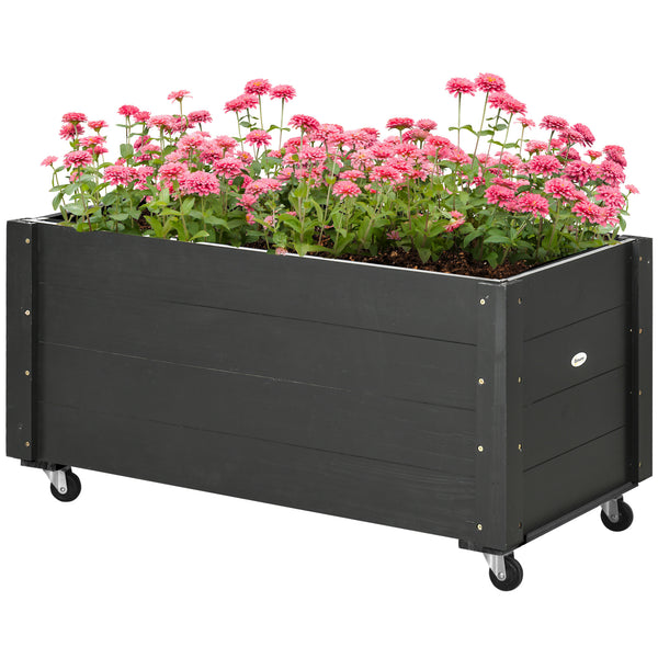 Fioriera da Giardino con Foro di Drenaggio e Rotelle 89x48x47 cm in Legno di Abete Nera sconto