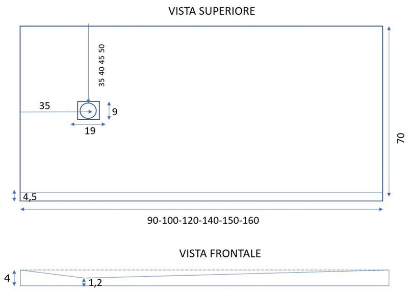 Piatto Doccia in Pietra Bonussi Armena Grigio Chiaro Varie Misure-5