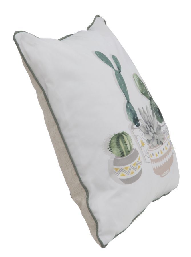 Cuscino Cactus 45x45 cm Poliestere Bianco e Verde-4