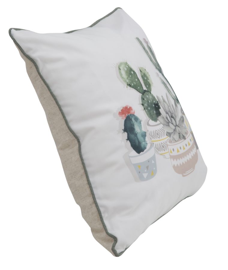 Cuscino Cactus 45x45 cm Poliestere Bianco e Verde-2