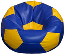 Poltrona a Sacco Pouf Ø100 cm in Similpelle Baselli Pallone da Calcio Blu e Giallo-1