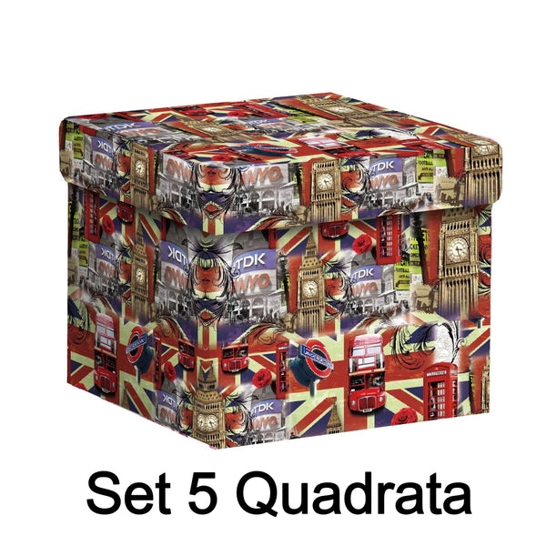 Set aus 5 quadratischen Londoner Kartons acquista