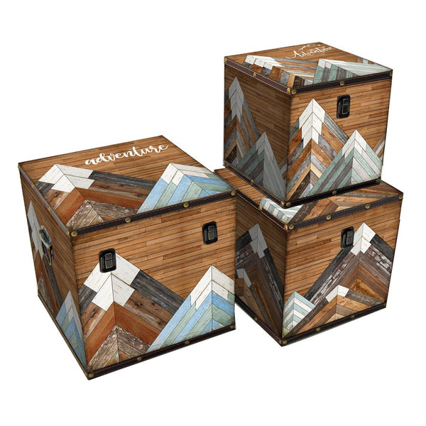 Set mit 3 Boxen aus Kunstleder Adventures Square sconto