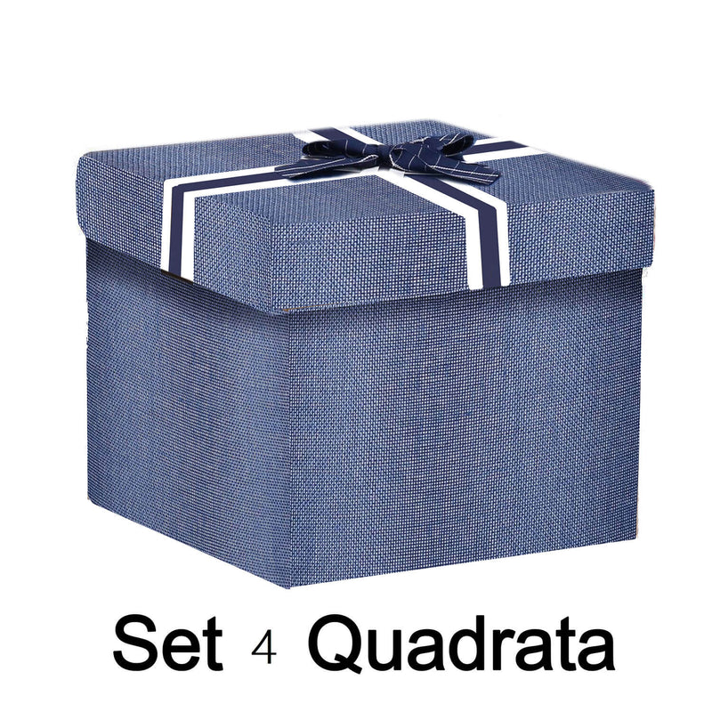 Set 4 Scatole cartone blu quadro -2