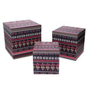 Set 3 Scatole in Similpelle fiori multicolor quadro -1