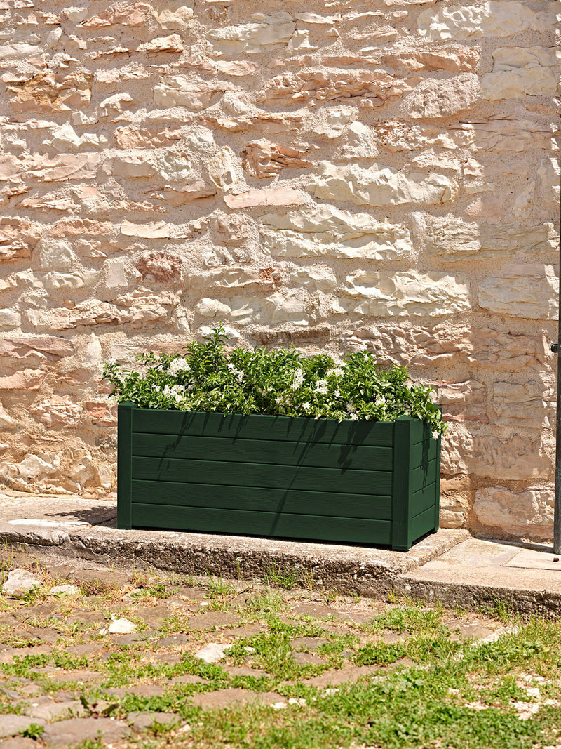 Fioriera da Giardino 100x42x40 cm in Plastica Trama 002 Verde Scuro-4