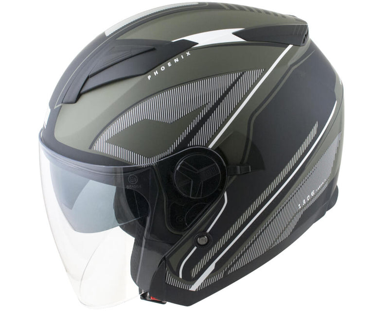 Casco Jet per Scooter Visiera Lunga CGM Phoenix 130G Verde Opaco -3