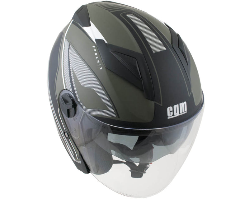 Casco Jet per Scooter Visiera Lunga CGM Phoenix 130G Verde Opaco -4