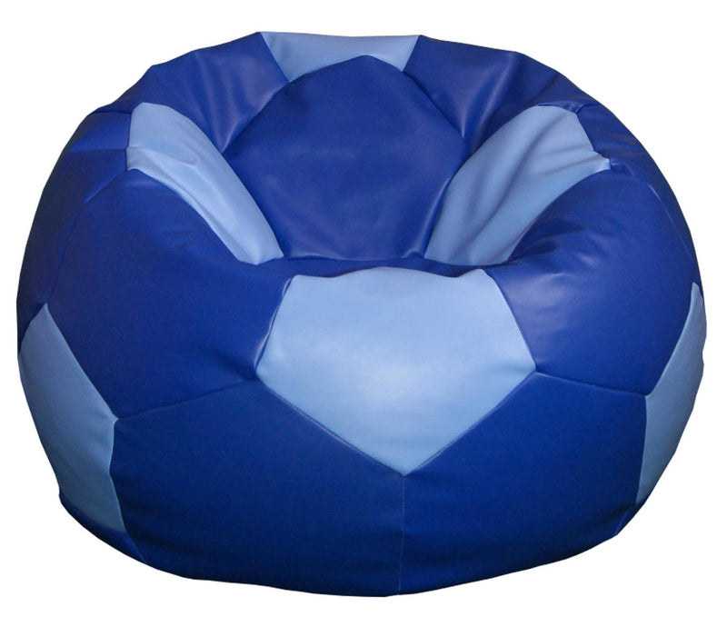 Poltrona a Sacco Pouf Ø100 cm in Similpelle Baselli Pallone da Calcio Blu e Celeste-1