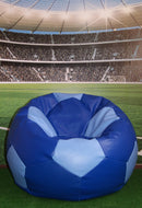 Poltrona a Sacco Pouf Ø100 cm in Similpelle Baselli Pallone da Calcio Blu e Celeste-2