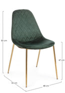 Set 4 Sedie Imbottite 48x55x85 cm Terry in Velluto Verde Scuro-2