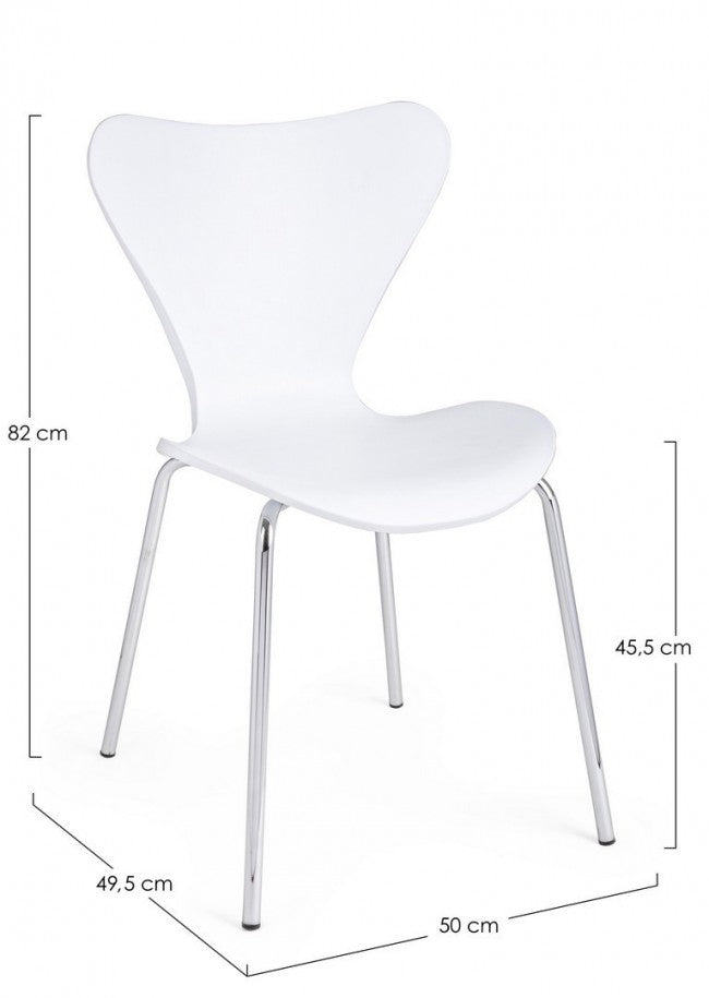 Set 4 Sedie 50x49,5x82 cm Tessa in Plastica Bianco-2