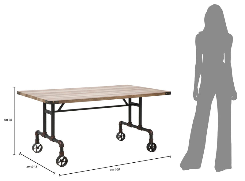 Tavolo da Pranzo Manhattan 160x91,5x76 cm in Ferro e MDF-10