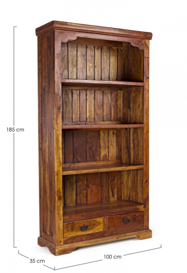 Libreria 4 Ripiani 2 Cassetti 100x35x185h cm Chateaux -2