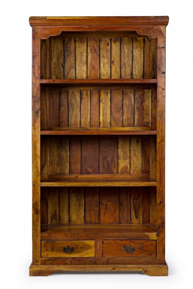 Libreria 4 Ripiani 2 Cassetti 100x35x185h cm Chateaux -3