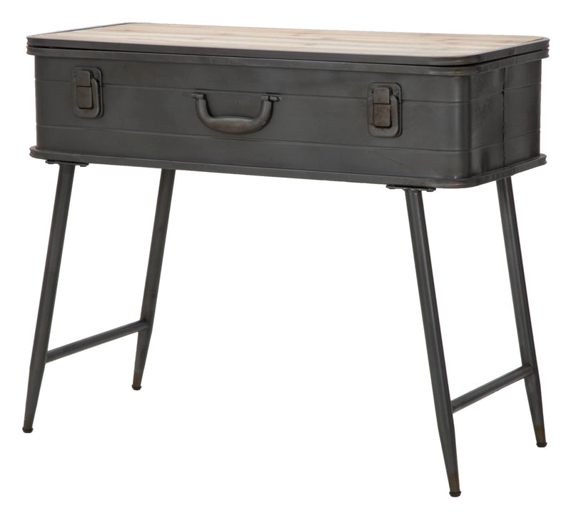 Console Industry con Contenitore 80x35x67,5 cm Legno di Abete e in Ferro Grigio-3