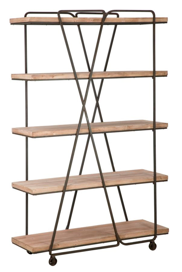 prezzo Trox Bücherregal 119,5 x 44 x 187 cm Tannenholz und MDF und braunes und graues EISEN