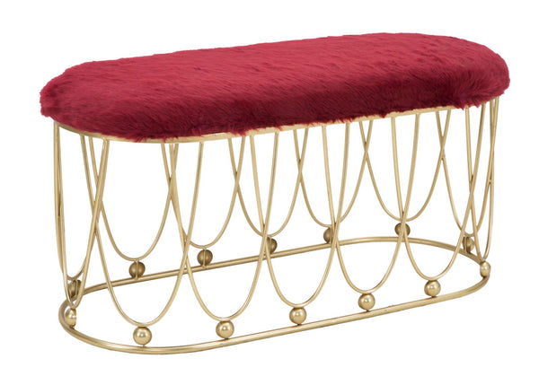 Amelie Bordeaux Bank 91,5x40,5x46 cm in Eisen und Schwamm und Bordeaux und Gold Polyester acquista