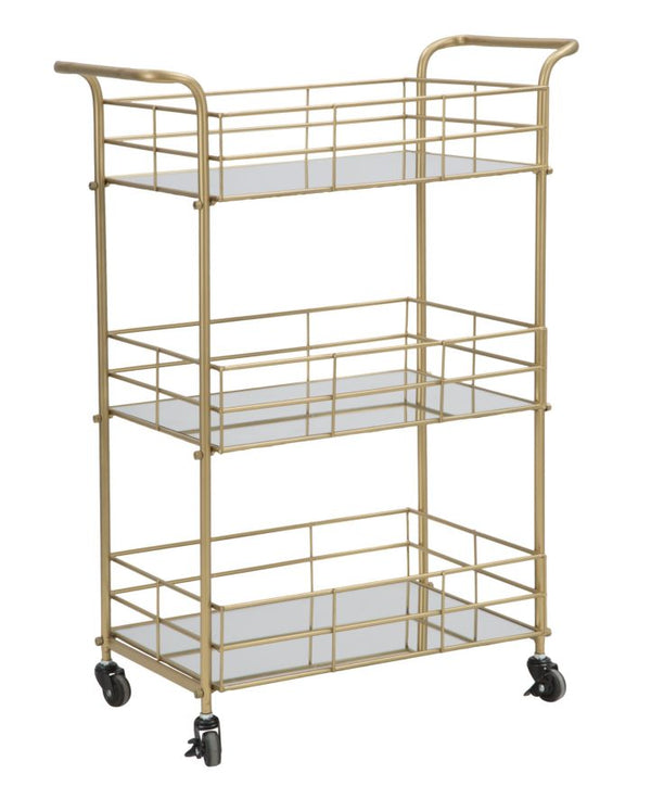 Glam Rechteckiger Trolley 60x30,5x80 cm in Eisen und Goldglas online