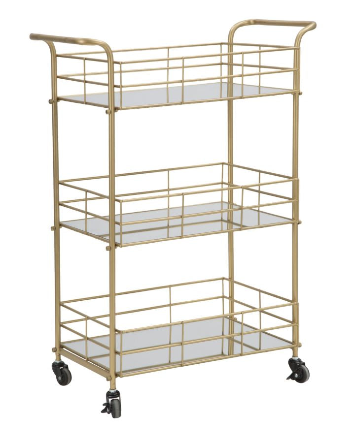 Carrello Glam Rettangolare 60x30,5x80 cm in Ferro e Vetro Oro-1