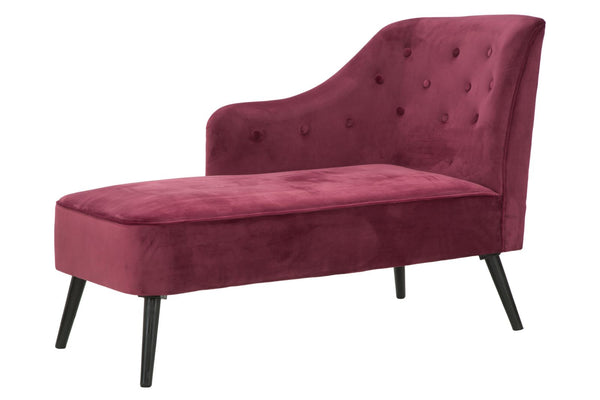 acquista Chaiselongue Paris 132x62x90 cm Schwammholz und bordeauxfarbener und schwarzer Synthetiksamt