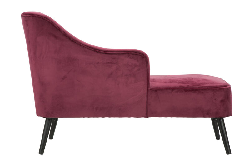 Chaise Longue Paris 132x62x90 cm Legno Spugna e Velluto Sintetico Bordeaux e Nero-4