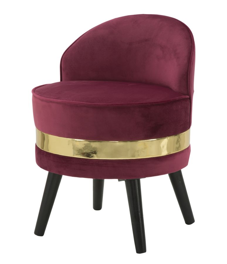 Sedia Mini Paris Bordeaux Ø45x62 cm Legno Spugna e Velluto Sintetico Bordeaux e Nero e Oro-4