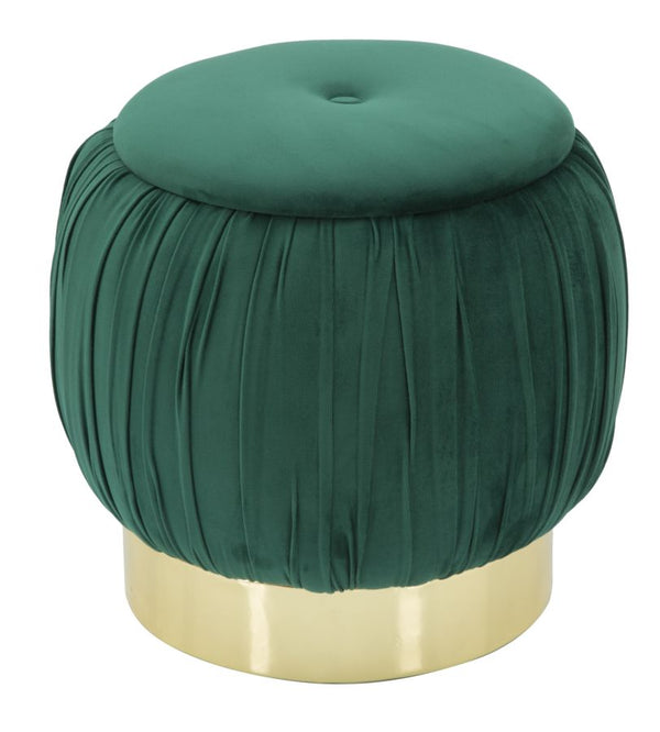 online Puff Container Paris Green Ø41x41 cm Schwammholz und grüner und goldener synthetischer Samt