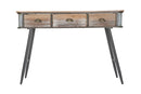 Console Bronxs 118x45,5x80,5 cm in Ferro e Legno di Abete Nero e Grigio-2