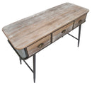 Console Bronxs 118x45,5x80,5 cm in Ferro e Legno di Abete Nero e Grigio-4