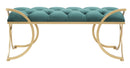 Panca Glam Luxy Verde 103x43x47 cm in Ferro e MDF e Spugna e Poliestere Verde e Oro-2