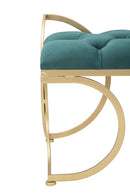 Panca Glam Luxy Verde 103x43x47 cm in Ferro e MDF e Spugna e Poliestere Verde e Oro-7