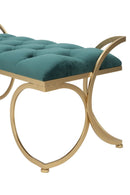 Panca Glam Luxy Verde 103x43x47 cm in Ferro e MDF e Spugna e Poliestere Verde e Oro-8