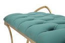 Panca Glam Luxy Verde 103x43x47 cm in Ferro e MDF e Spugna e Poliestere Verde e Oro-9