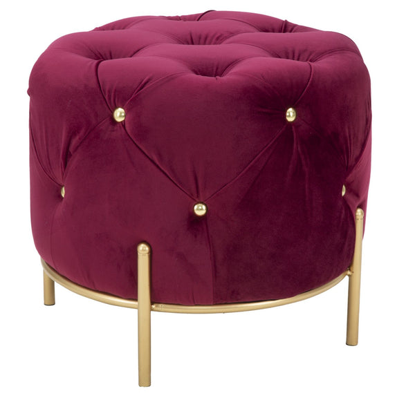 Puff Diamond Glam Bordeaux Ø45x40 cm in Eisen und MDF und Schwamm und Polyester Bordeaux und Gold acquista