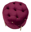 Puff Diamond Glam Bordeaux Ø45x40 cm in Ferro e MDF e Spugna e Poliestere Bordeaux e Oro-4