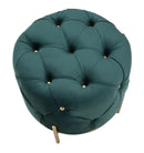 Puff Diamond Glam Verde Ø45x40 cm in Ferro e MDF e Spugna e Poliestere Verde e Oro-4