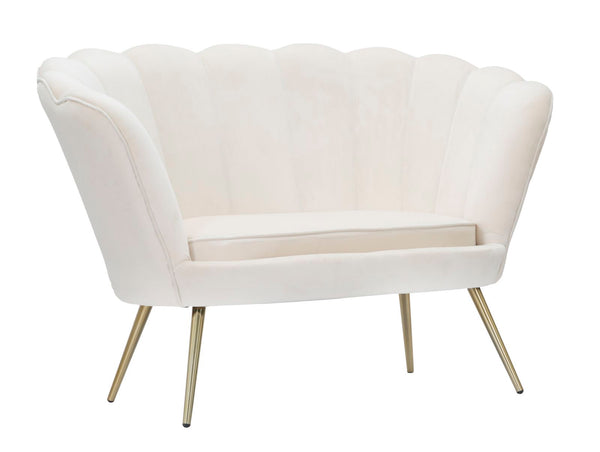 prezzo Creme Vienna Sofa 130x74x84 cm Schwamm und Stoff und Metall in Weiß und Gold