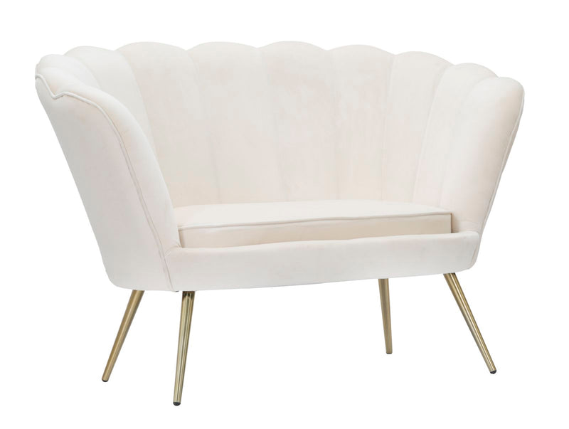 Divanetto Vienna Crema 130x74x84 cm Spugna e Tessuto e Metallo Bianco e Oro-1