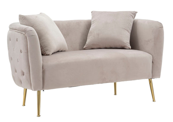 prezzo Bucharest Grey Sofa 127x74x73 cm Holz und Schwamm und Stoff und Metall in Grau und Gold