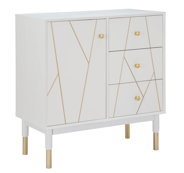 Luxy Cabinet 80x40x82,5 cm aus Holz und MDF und aus Weiß- und Goldeisen sconto