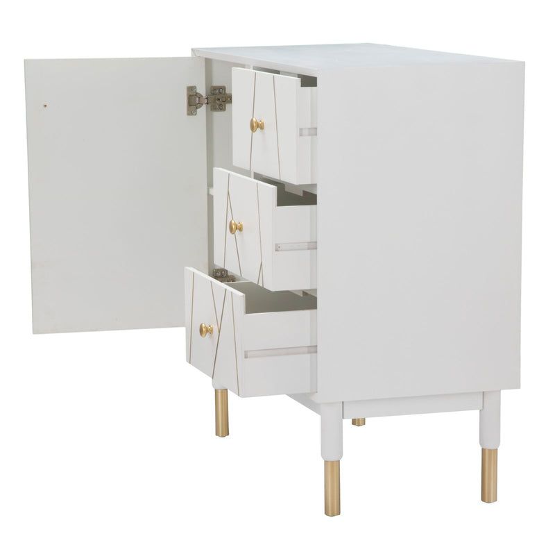 Mobletto Luxy 80x40x82,5 cm in Legno e MDF e in Ferro Bianco e Oro-4