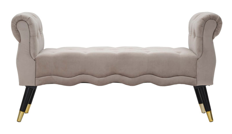 Panchetta Paris 120x40x60 cm in Legno Spugna Metallo e Poliestere Grigio Nero e Oro-2