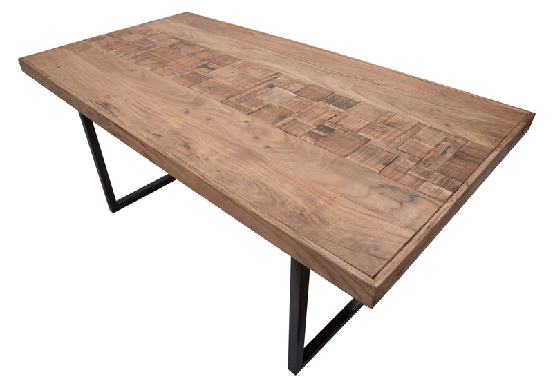 Tavolo da Pranzo Mumbai 175x90x77 cm in Legno di Acacia e in Ferro Marrone e Nero-7